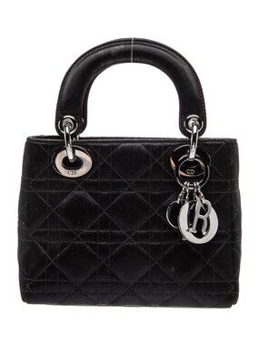 Christian Dior John Galliano Vintage Mini Lady Dior Black Satin